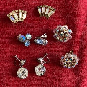 Lot of 4 pairs of rhinestone earrings